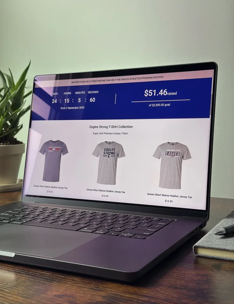 desktop computer open with an online store shown on screen