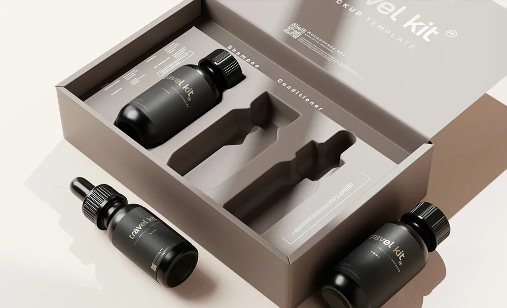 custom printed shipping box with products inside